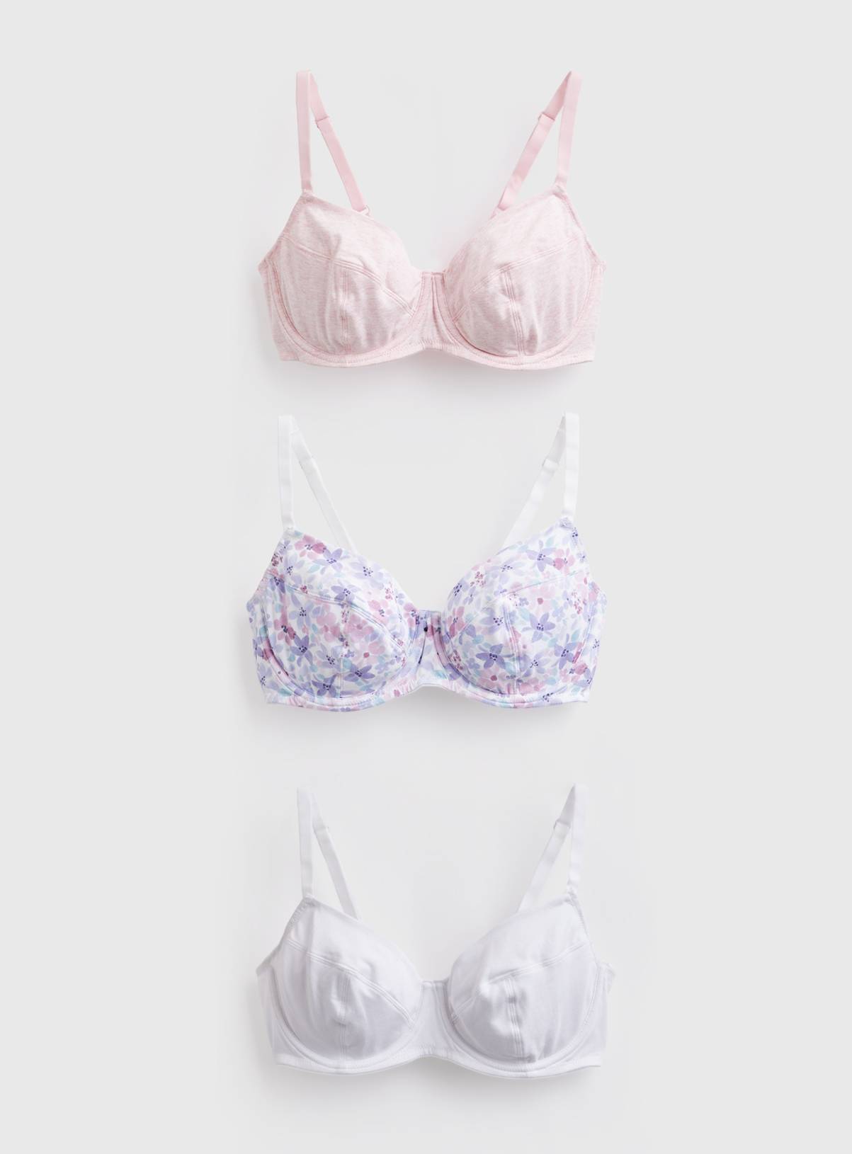 DD+ Plain & Floral Print Full Cup Underwired Bras 3 Pack 42G - Image 1